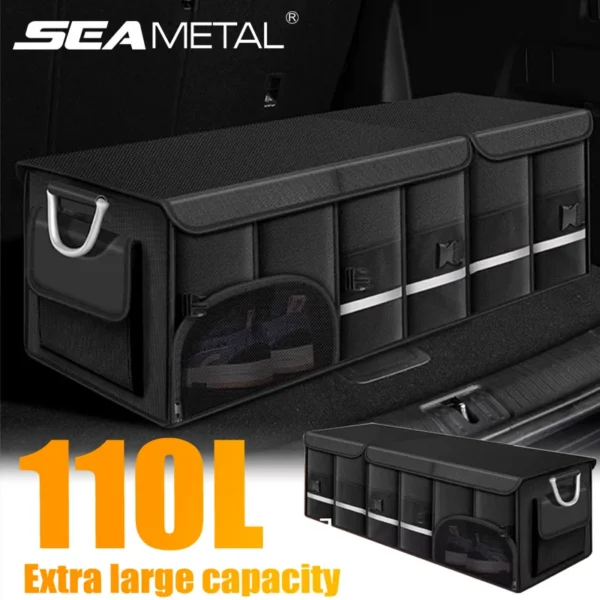 Large capacity trunk organizer in Oxford cloth with partitions in a car trunk