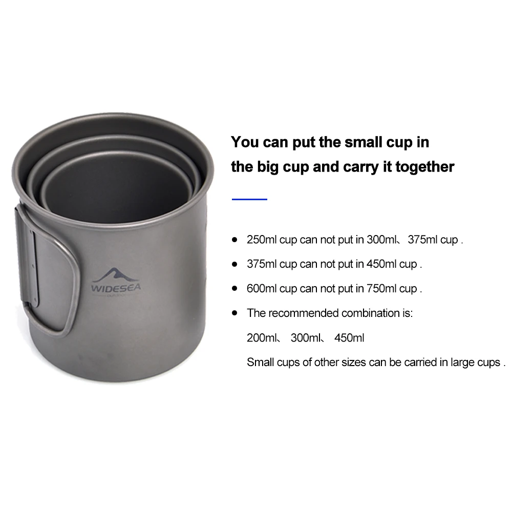 Titanium Camping Mug Lightweight Cup in 200ml to 750ml Sizes 4 Titanium Camping Mug Lightweight Cup in 200ml to 750ml Sizes - view 4