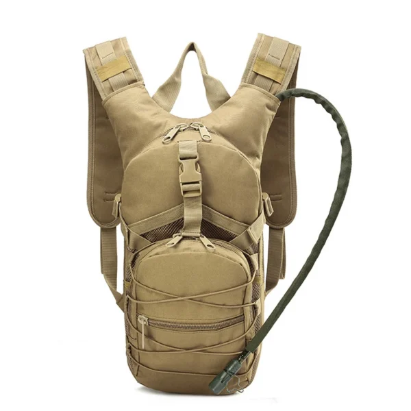 Lightweight tactical hydration backpack in ACU camo with water pocket and adjustable straps