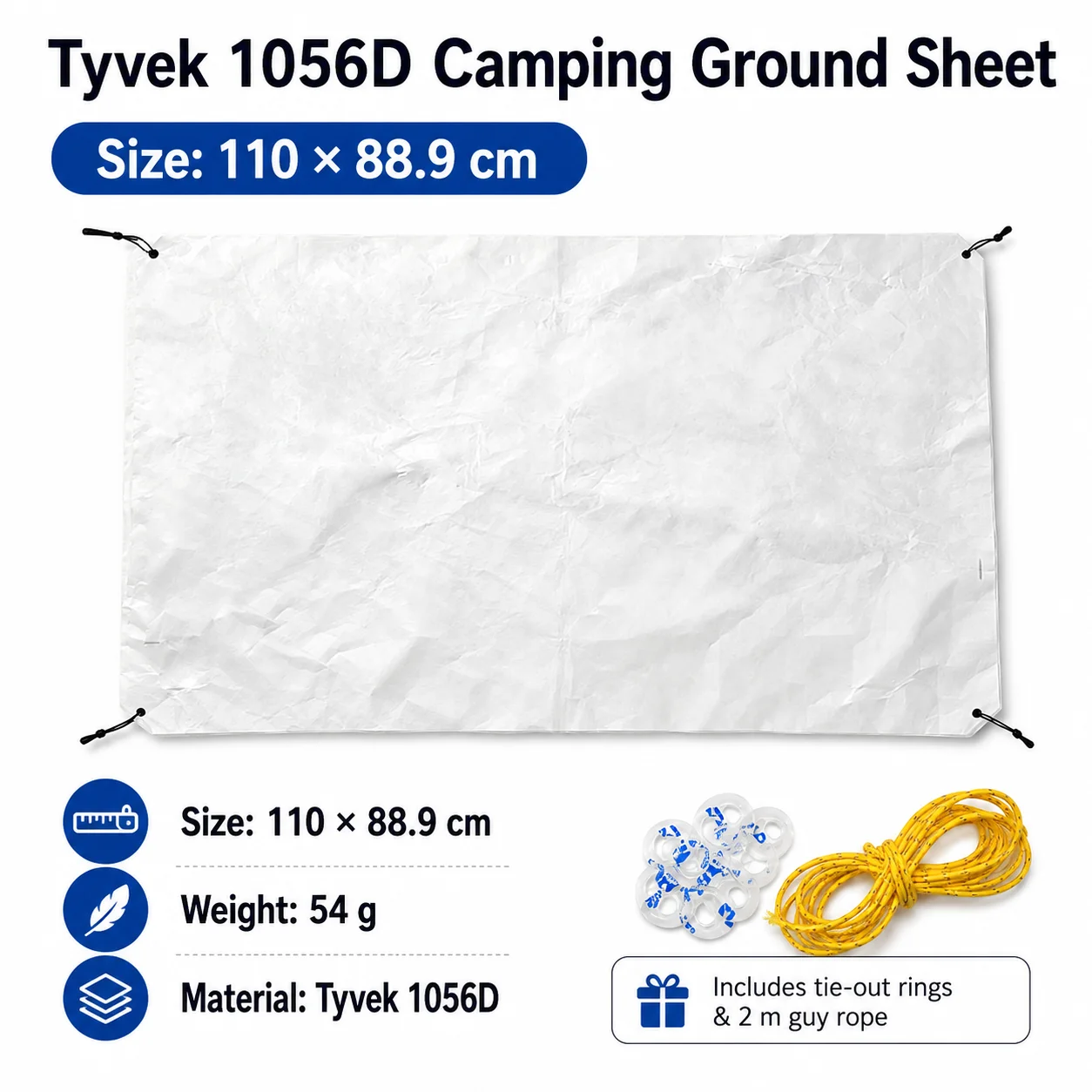 Tyvek Tent Footprint Ultralight 1056D Ground Sheet with Tie-Outs 9 Tyvek Tent Footprint Ultralight 1056D Ground Sheet with Tie-Outs - view 9