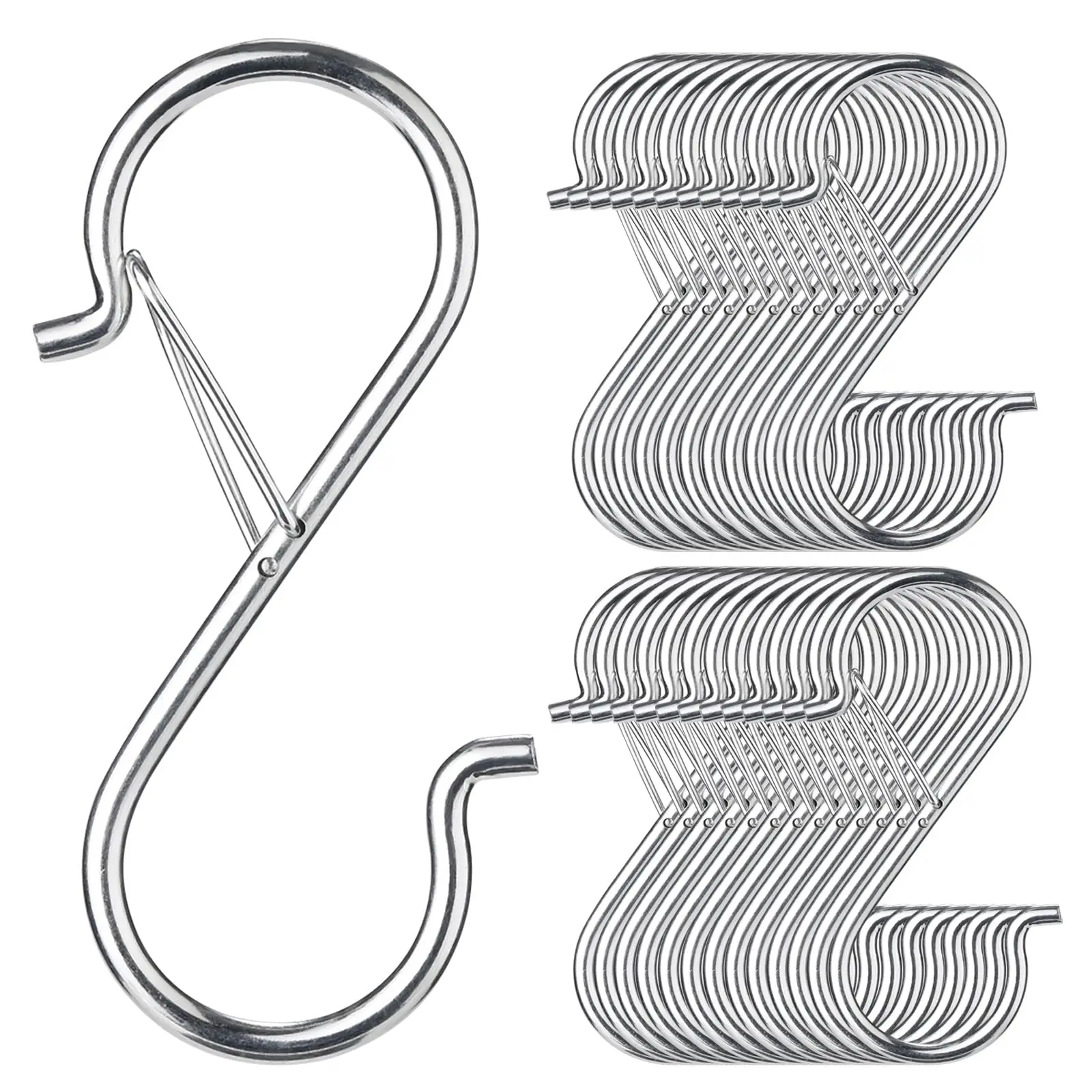 Heavy Duty S Hooks with Safety Buckle Iron Hanging Hooks 20 Pack 2 Heavy Duty S Hooks with Safety Buckle Iron Hanging Hooks 20 Pack - view 2