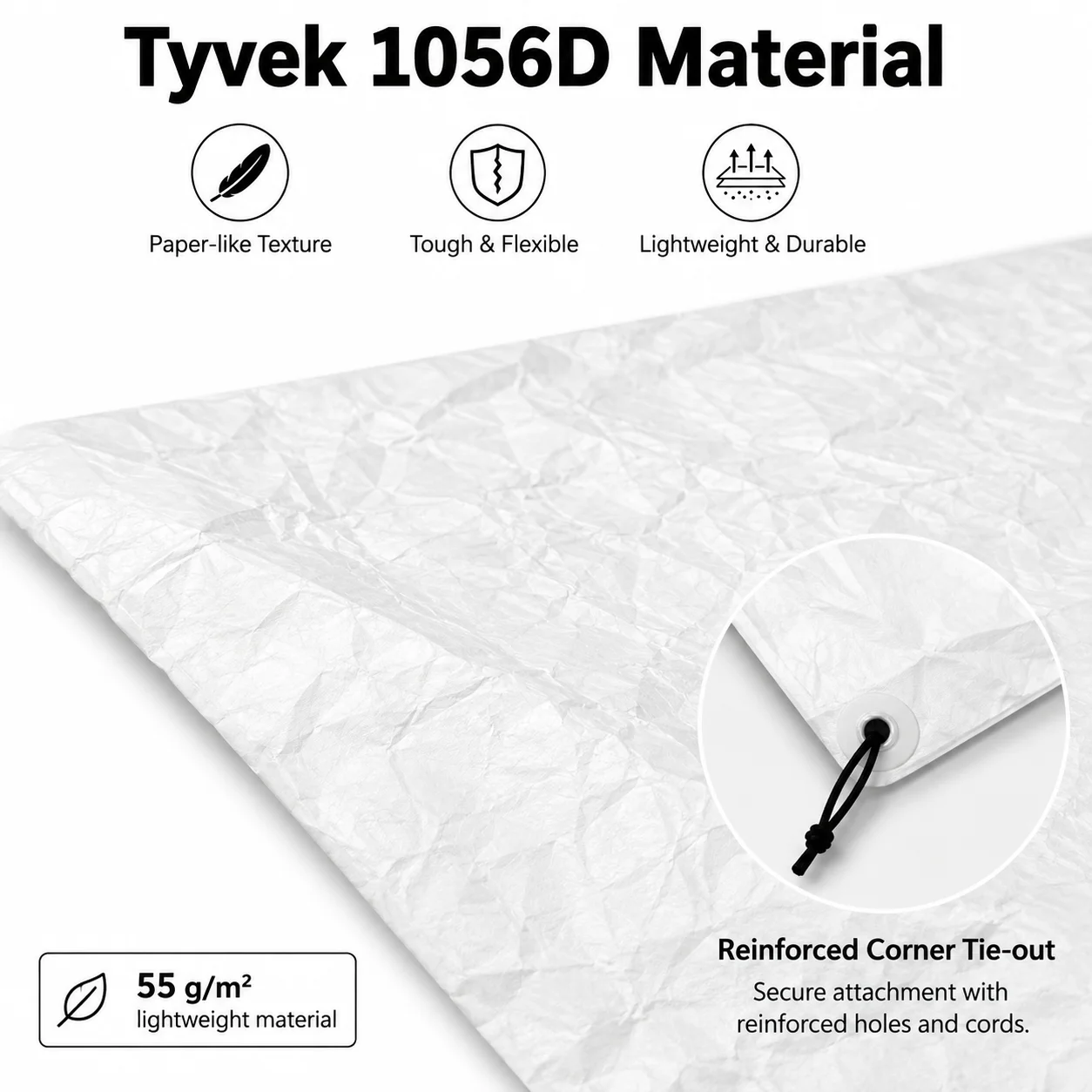 Tyvek Tent Footprint Ultralight 1056D Ground Sheet with Tie-Outs 3 Tyvek Tent Footprint Ultralight 1056D Ground Sheet with Tie-Outs - view 3