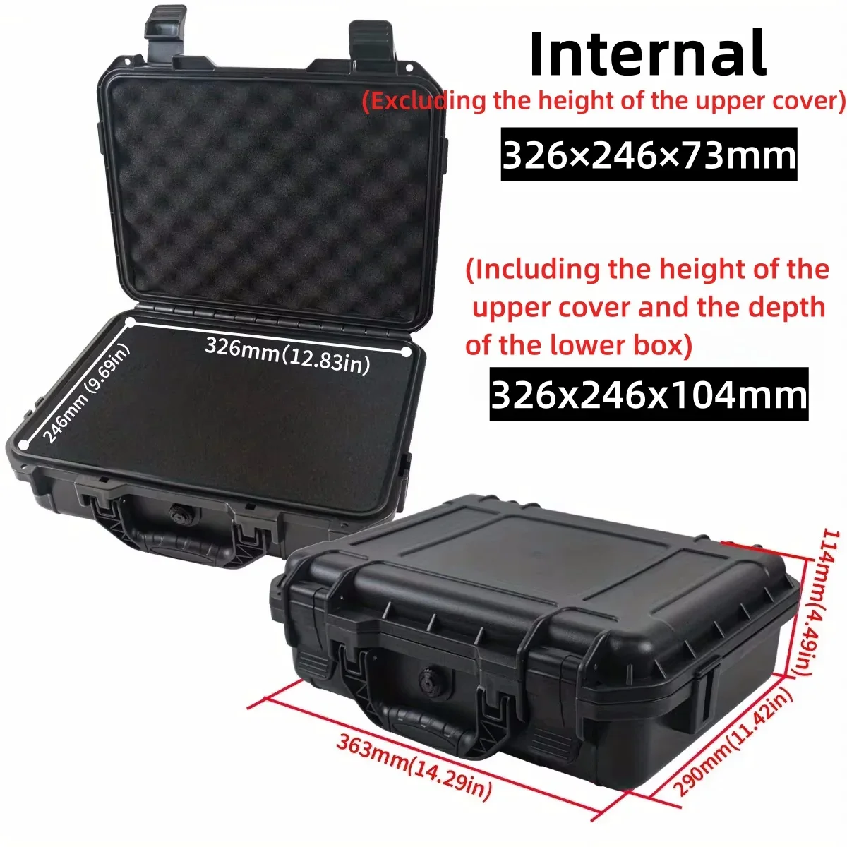 Waterproof Hard Carry Case with Pre-Cut Sponge, 6 Sizes 9 Waterproof Hard Carry Case with Pre-Cut Sponge, 6 Sizes - view 9