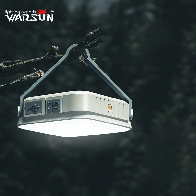 Rechargeable Hanging Lantern with 37 SMD LEDs by Warsun 1 Warsun rechargeable hanging lantern glowing warm white from the ceiling of a camping tent