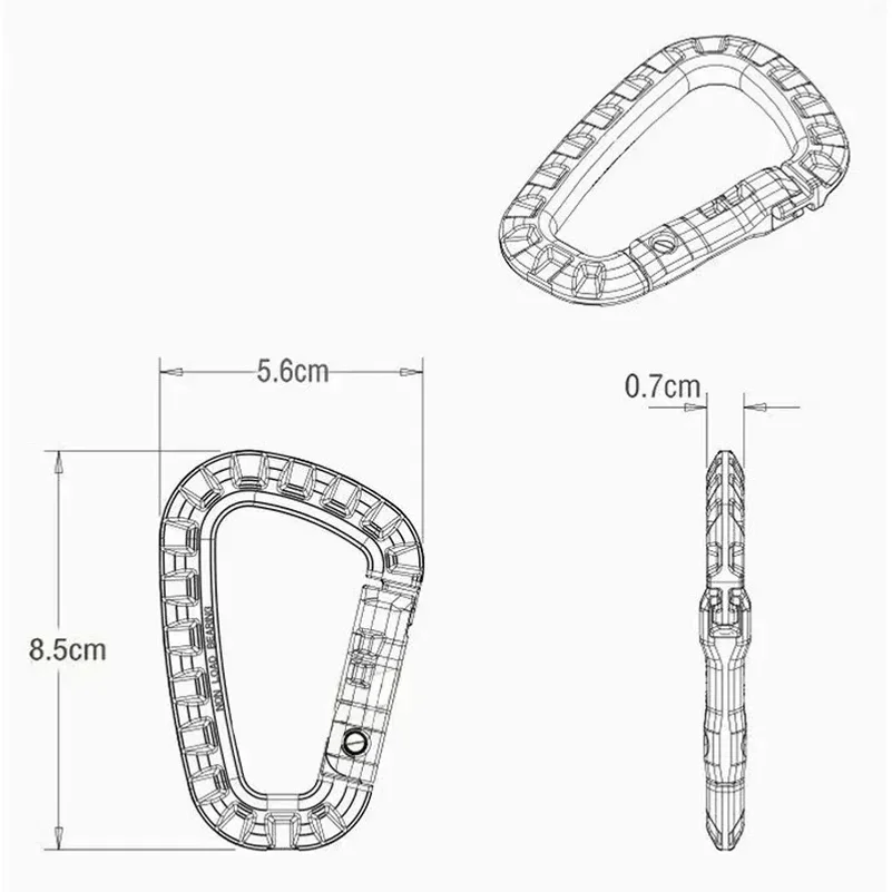 Plastic Tactical Carabiner 6 Pack 8.5cm D-Shape Backpack Buckle 6 Plastic Tactical Carabiner 6 Pack 8.5cm D-Shape Backpack Buckle - view 6