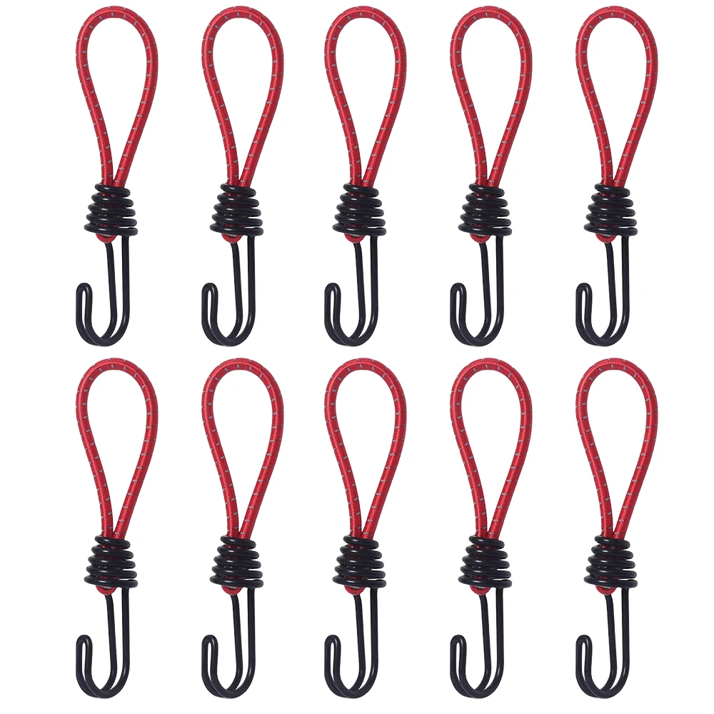 Rubber Tent Bungee Cords with Coated Hooks 10 Pack 2 Rubber Tent Bungee Cords with Coated Hooks 10 Pack - view 2