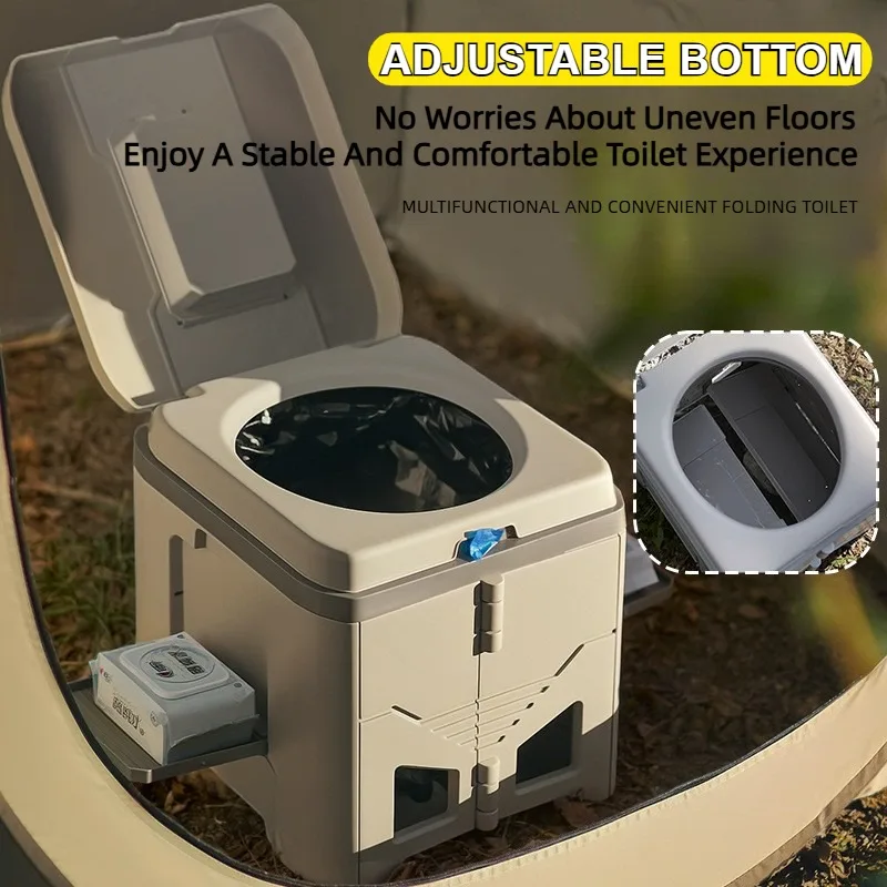 Odor Resistant Folding Toilet with Side Shelf and Waste Bags 2 Odor Resistant Folding Toilet with Side Shelf and Waste Bags - view 2