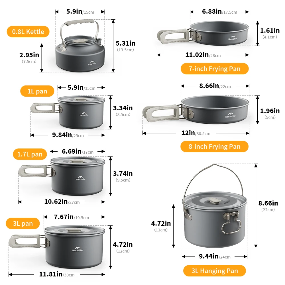 Group Camping Cookware Set with Frying Pan and Kettle, Naturehike 5 Group Camping Cookware Set with Frying Pan and Kettle, Naturehike - view 5