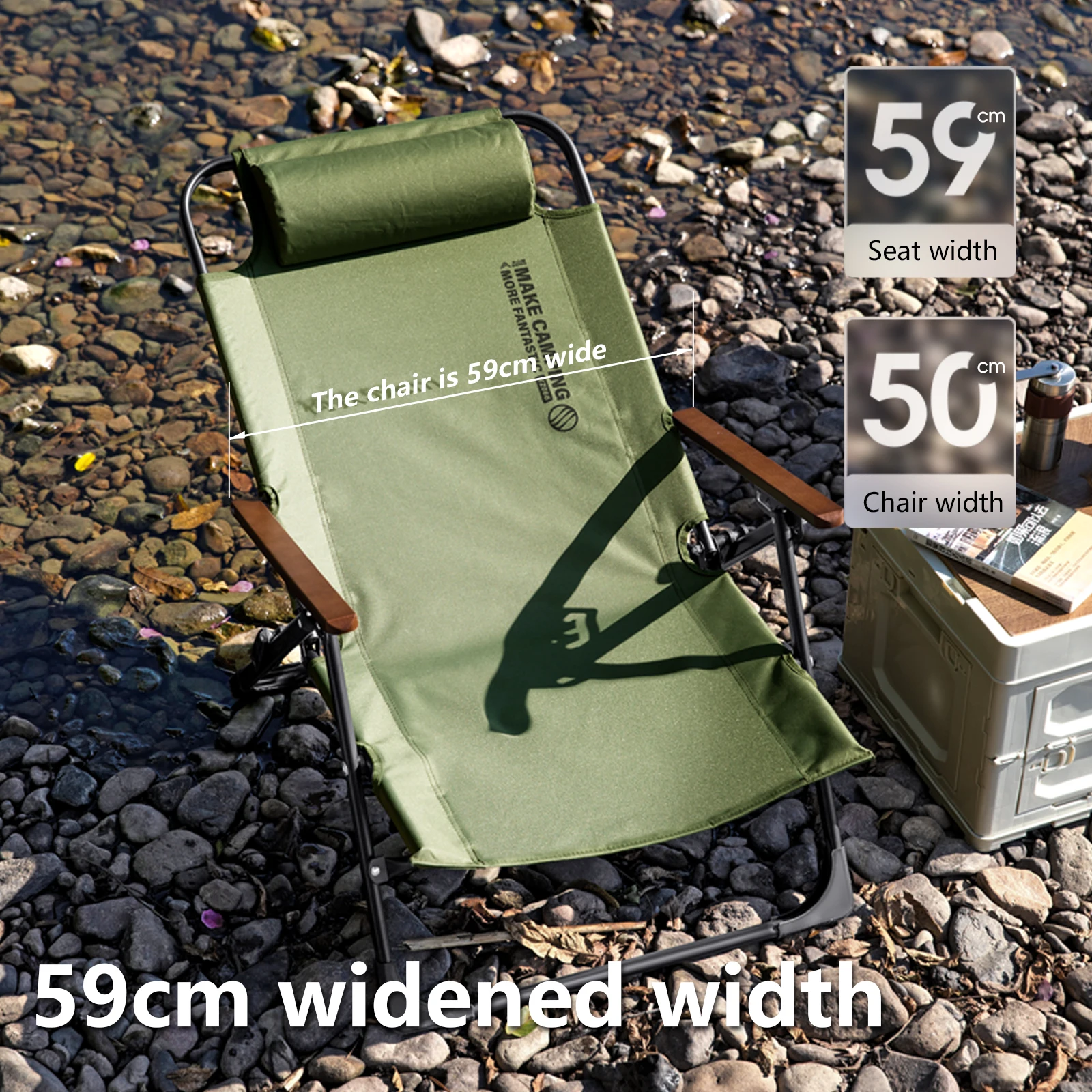 Folding Camping Lounge Chair with Armrests and Oxford Seat 4 Folding Camping Lounge Chair with Armrests and Oxford Seat - view 4
