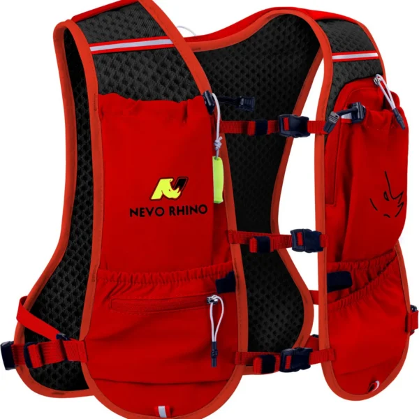 bladder ready bike backpack in blue nylon with water bladder and padded shoulder straps on white background