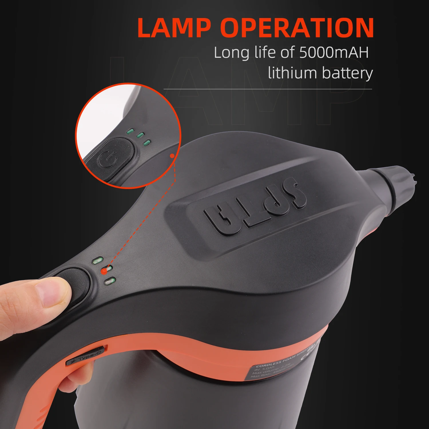 Battery Powered Foam Sprayer 2.25L Rechargeable Car Foamer SPTA 4 Battery Powered Foam Sprayer 2.25L Rechargeable Car Foamer SPTA - view 4