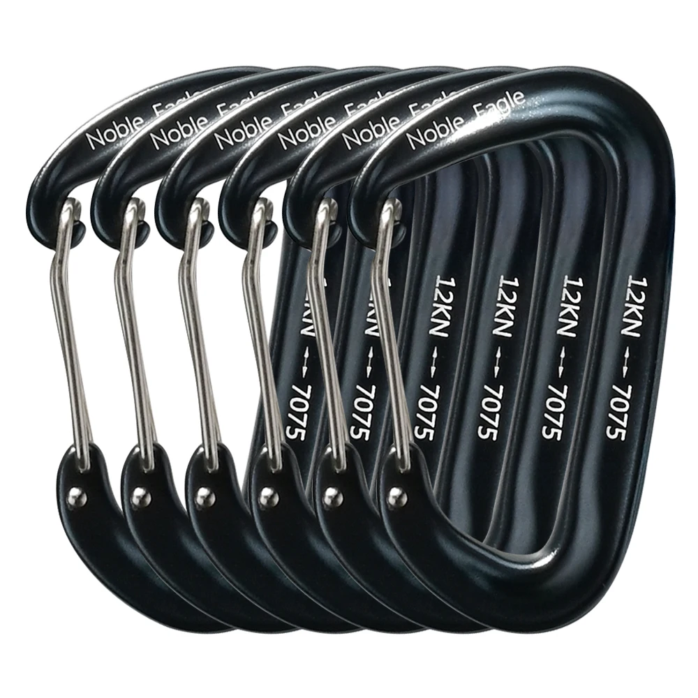 Aluminum Carabiner Set, 6 Pack 12kN 7075 D Ring Clips 9 Aluminum Carabiner Set, 6 Pack 12kN 7075 D Ring Clips - view 9