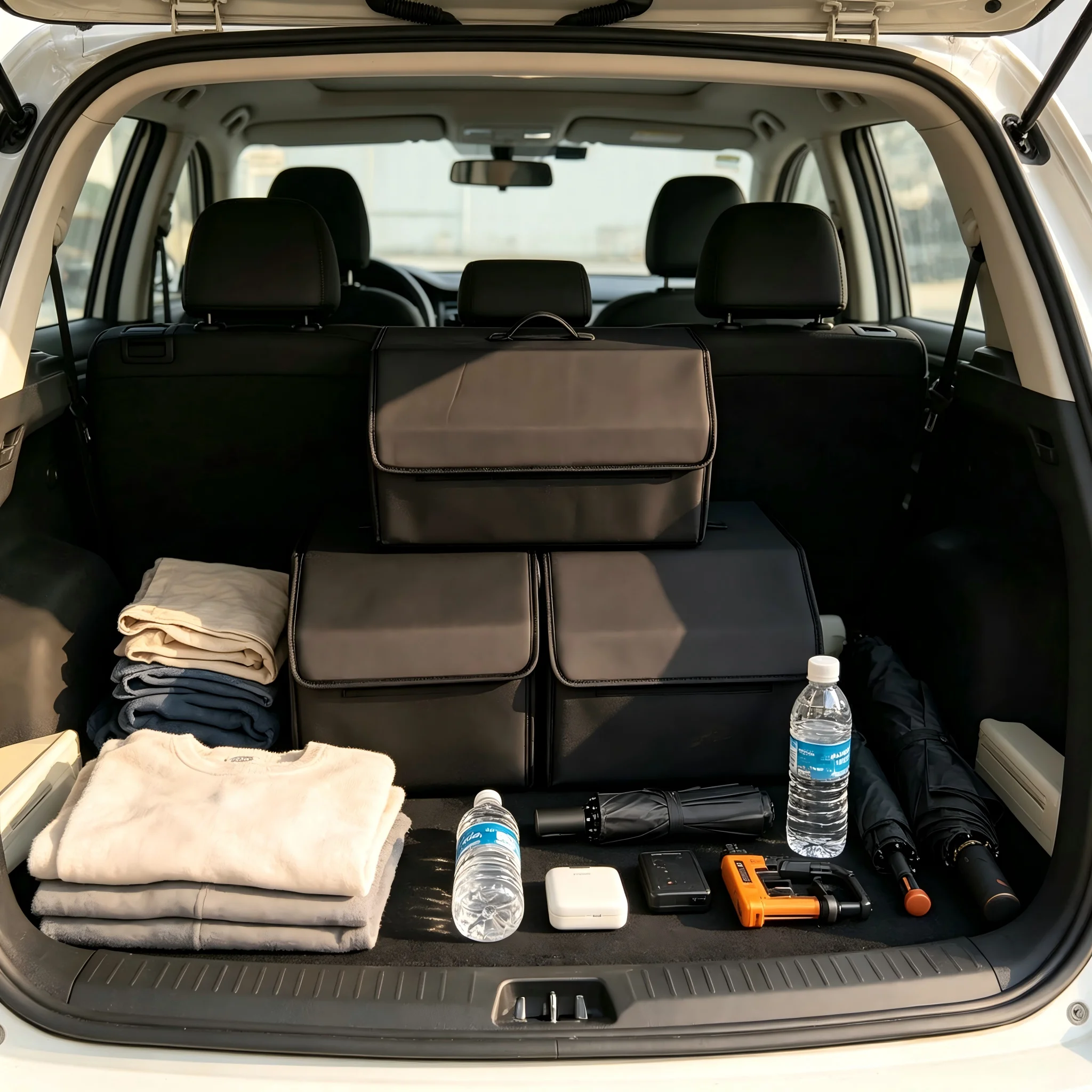 Leather Car Trunk Organizer, Collapsible PU Storage Box with Lid 3 Leather Car Trunk Organizer, Collapsible PU Storage Box with Lid - view 3