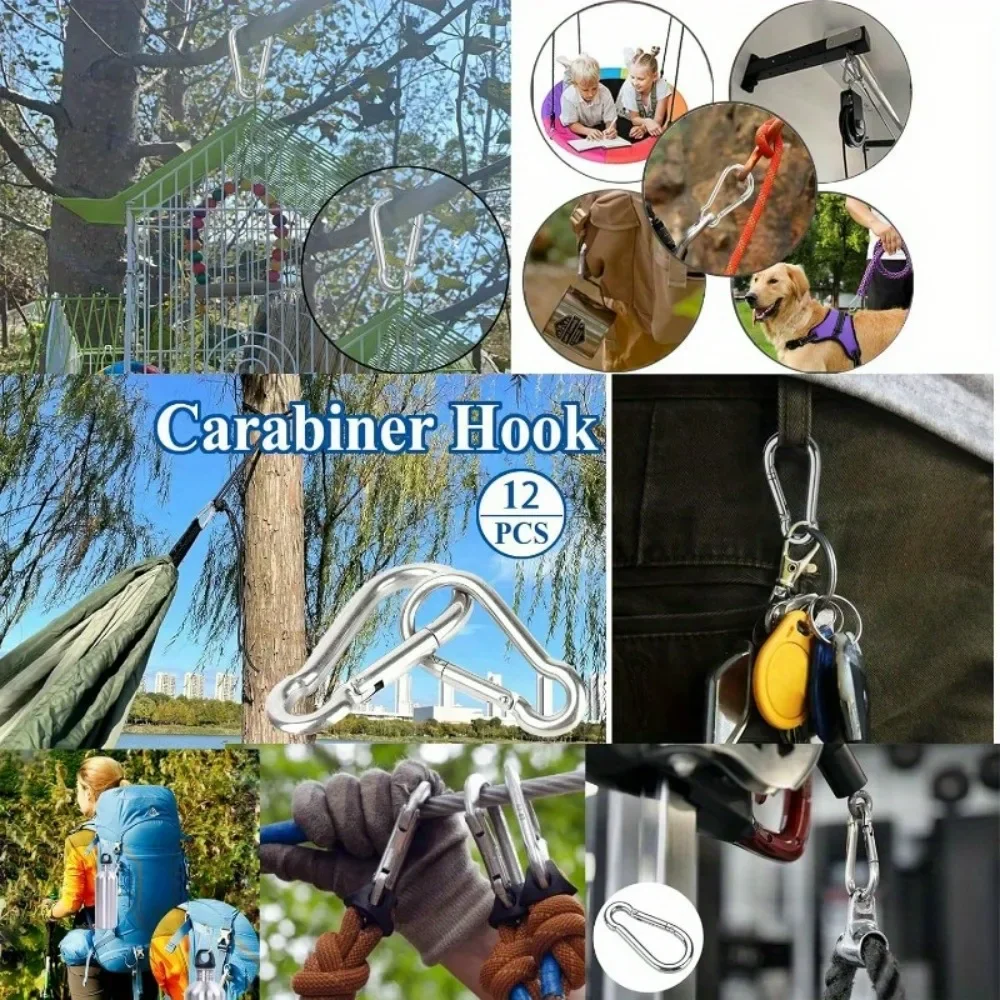 Stainless Steel Carabiner Set 12 Pack 6x60mm with 180kg Rating 6 Stainless Steel Carabiner Set 12 Pack 6x60mm with 180kg Rating - view 6