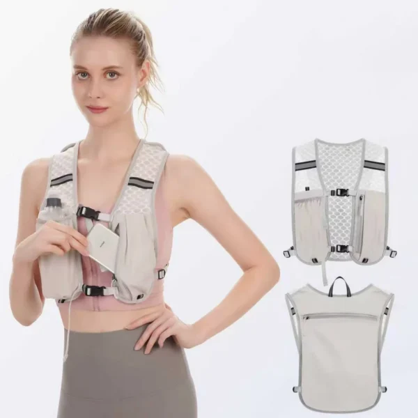 Foldable hydration backpack in turquoise with water bag and padded shoulder straps