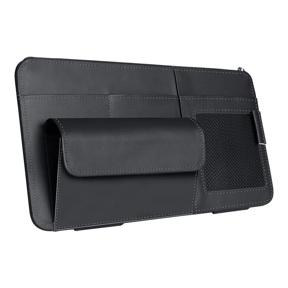 Leather Sun Visor Organizer with Photo Frame and Sunglasses Clip 7 Leather Sun Visor Organizer with Photo Frame and Sunglasses Clip - view 7