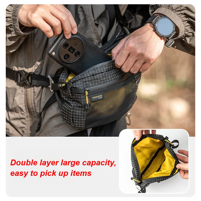 Ultralight Hiking Waist Pack 1L Waterproof Nylon Multi Pocket 2 Ultralight Hiking Waist Pack 1L Waterproof Nylon Multi Pocket - view 2