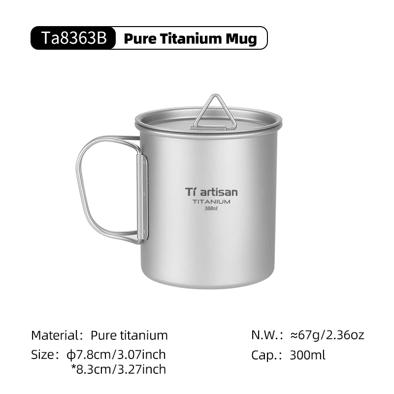 Folding Handle Titanium Mug for Camping, 200ml to 750ml 9 Folding Handle Titanium Mug for Camping, 200ml to 750ml - view 9