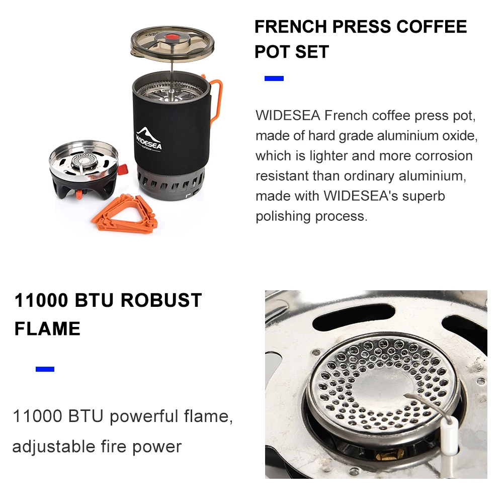 Camping French Press Pot Set, 0.9L with Stove and Bracket 4 Camping French Press Pot Set, 0.9L with Stove and Bracket - view 4
