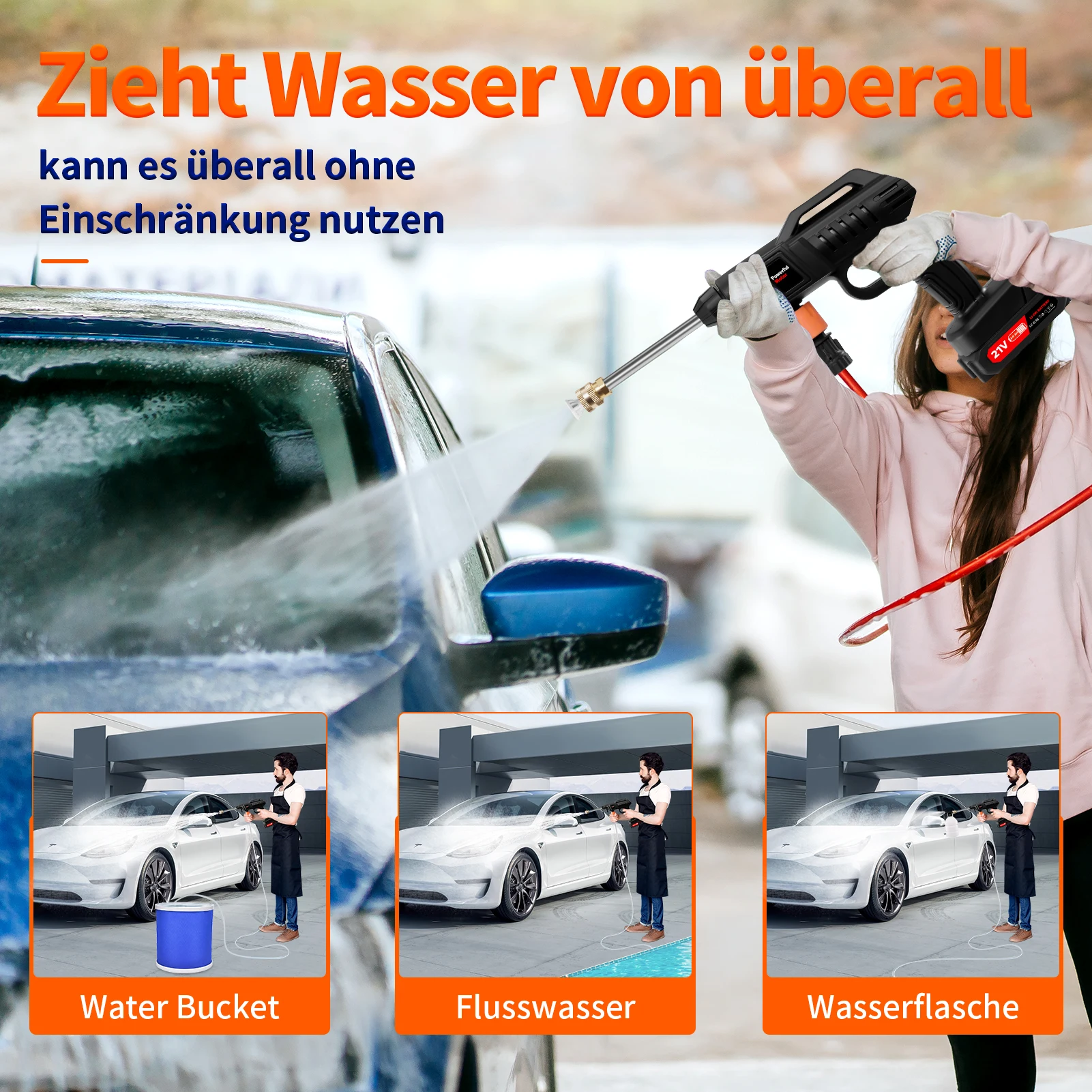 21V Cordless Pressure Washer 60 Bar with 2 Batteries and Foamer 7 21V Cordless Pressure Washer 60 Bar with 2 Batteries and Foamer - view 7