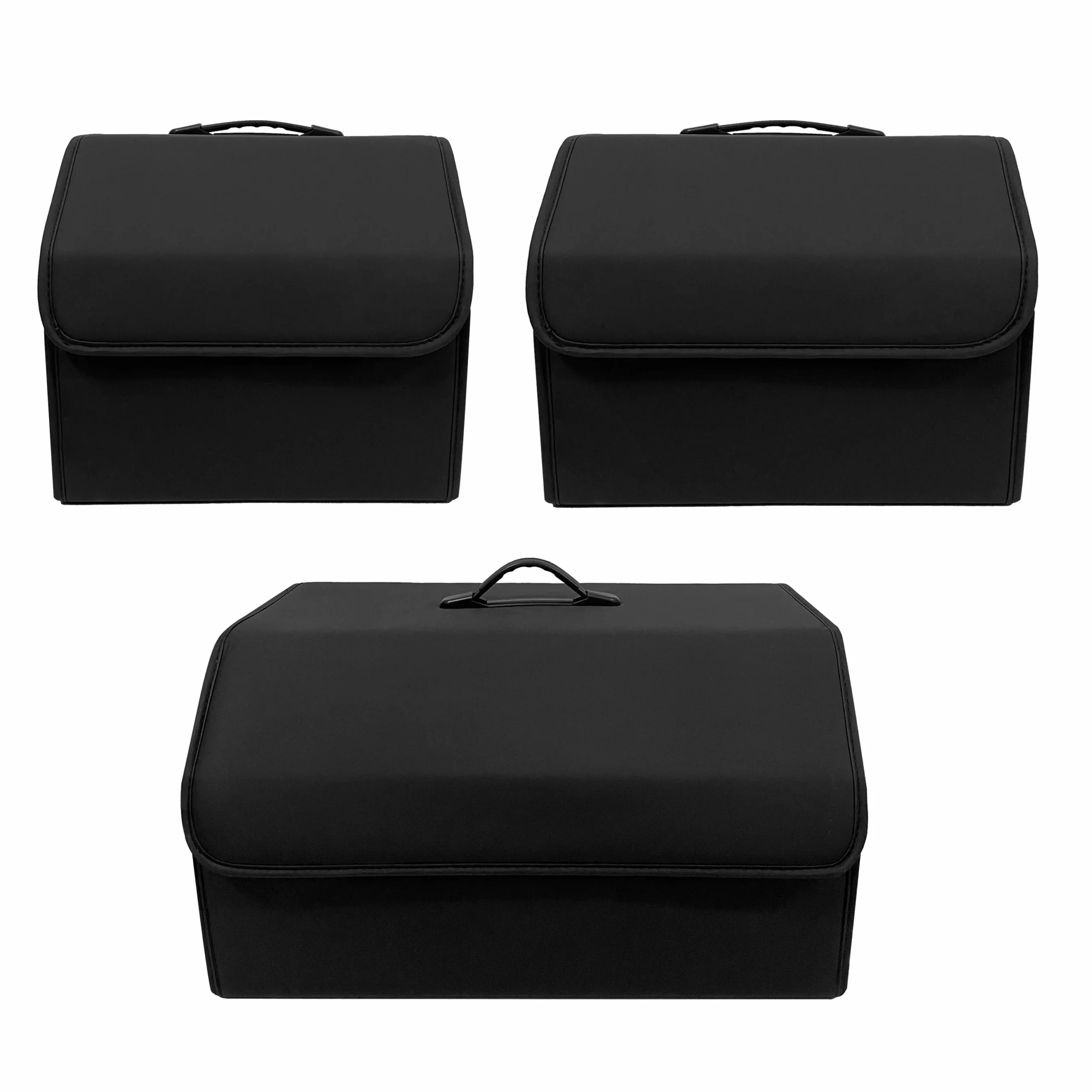 Leather Car Trunk Organizer, Collapsible PU Storage Box with Lid 5 Leather Car Trunk Organizer, Collapsible PU Storage Box with Lid - view 5