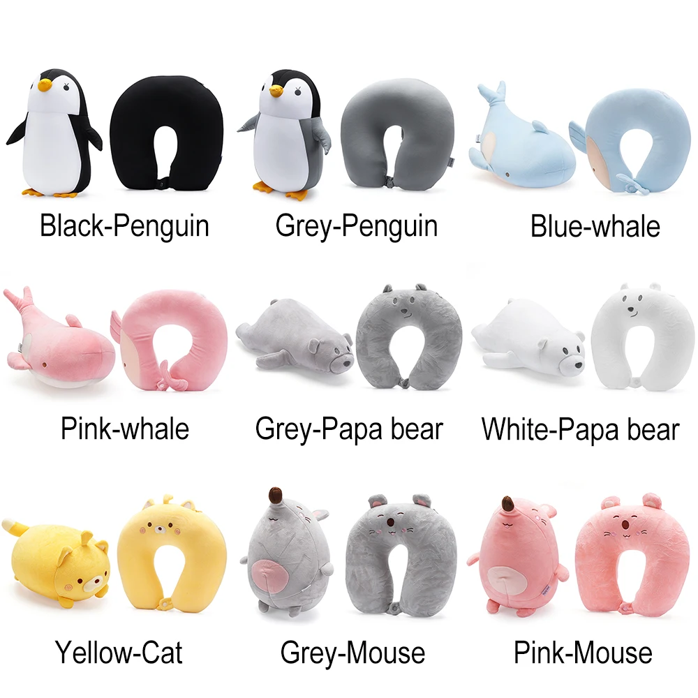 Cartoon Animal Travel Pillow U Shape Penguin or Whale Memory Foam 6 Cartoon Animal Travel Pillow U Shape Penguin or Whale Memory Foam - view 6