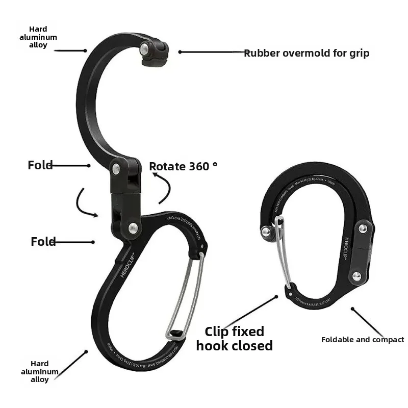 Rotating Gear Clip Hook 360 Degree Hybrid Carabiner in Iron 4 Rotating Gear Clip Hook 360 Degree Hybrid Carabiner in Iron - view 4