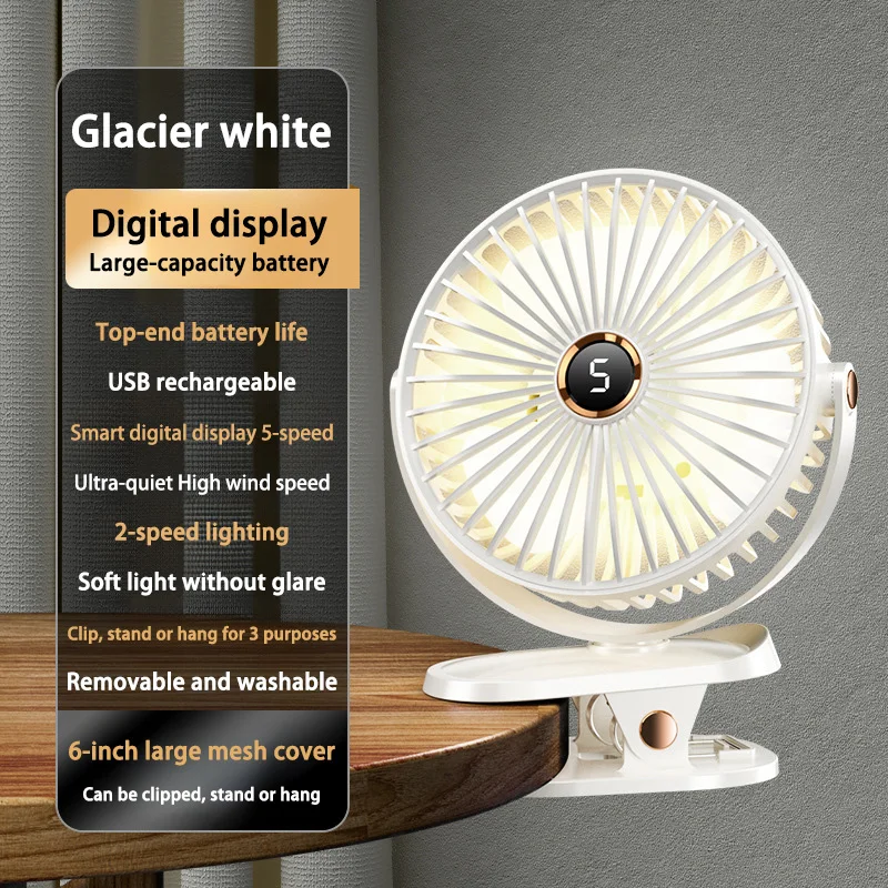 Clip On Rechargeable Fan with Night Light and 720 Degree Rotation 7 Clip On Rechargeable Fan with Night Light and 720 Degree Rotation - view 7