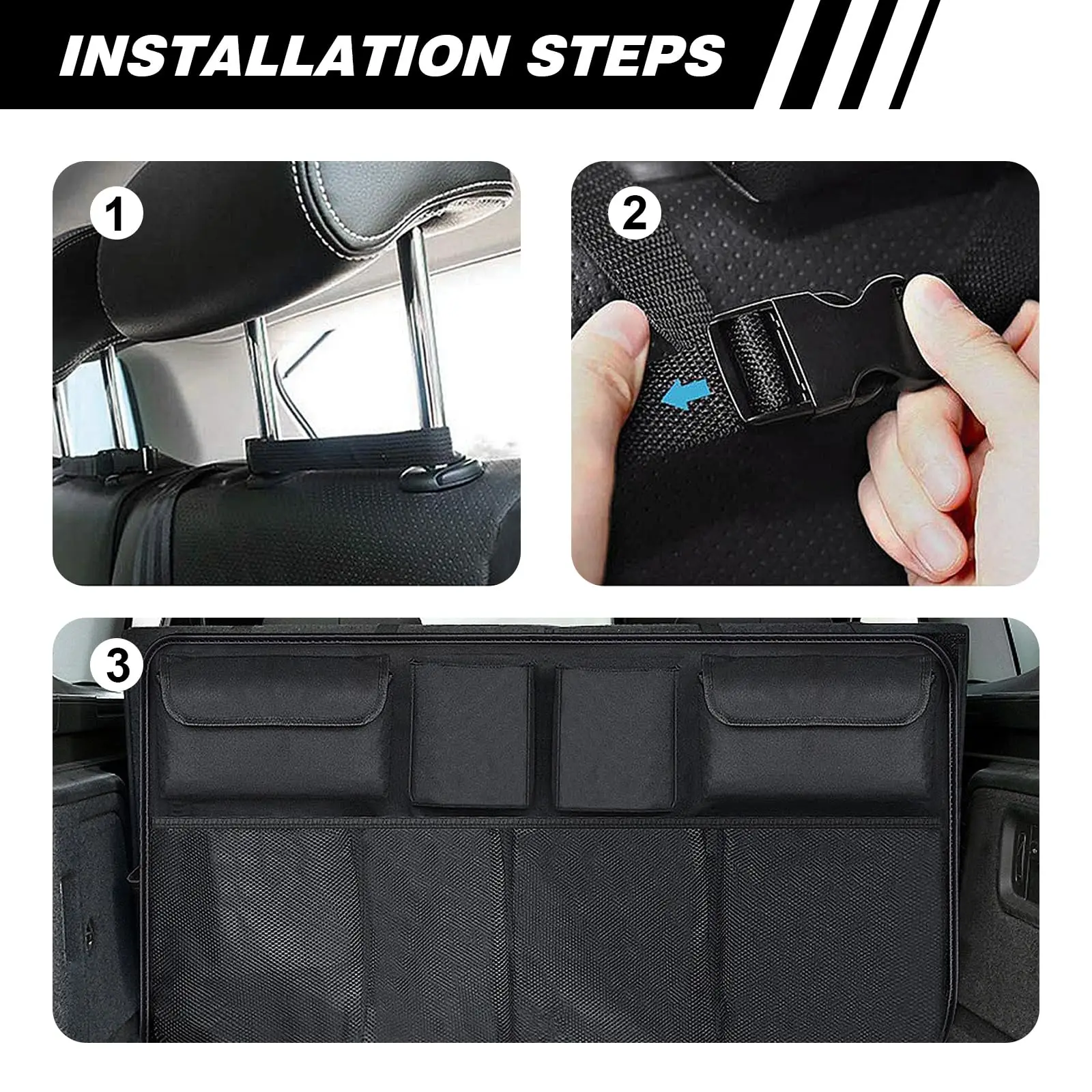 Mesh Pocket Backseat Organizer, Oxford Hanging Trunk Bag 5 Mesh Pocket Backseat Organizer, Oxford Hanging Trunk Bag - view 5