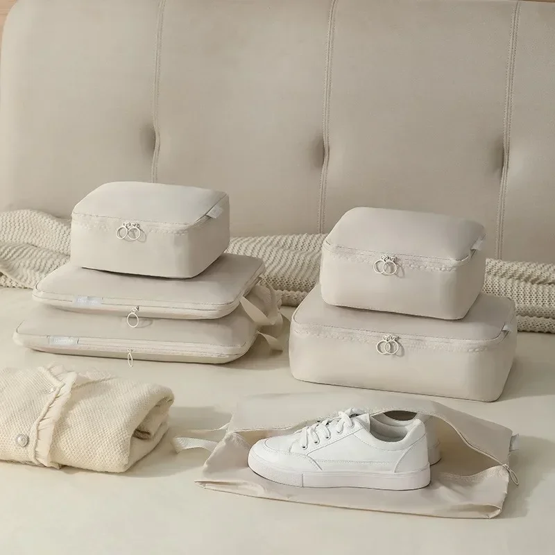 6 Piece Packing Cubes Set with Handbag, Compressible Polyester 3 6 Piece Packing Cubes Set with Handbag, Compressible Polyester - view 3