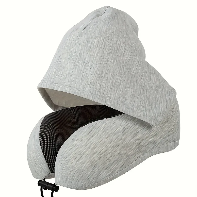Hooded Travel Neck Pillow U Shape Memory Foam Removable Cover 7 Hooded Travel Neck Pillow U Shape Memory Foam Removable Cover - view 7