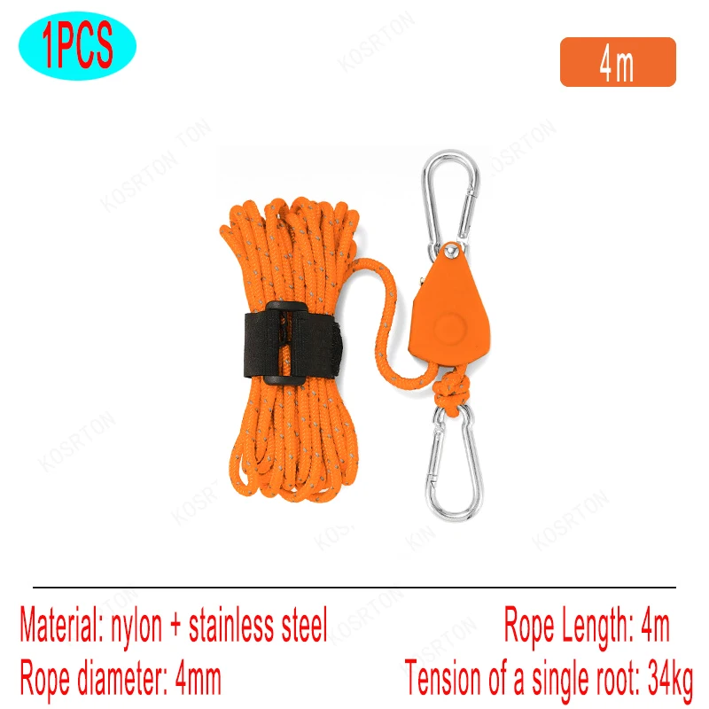 Reflective Tent Guyline with Pulley Tensioner, 4 m or 5 m 12 Reflective Tent Guyline with Pulley Tensioner, 4 m or 5 m - view 12