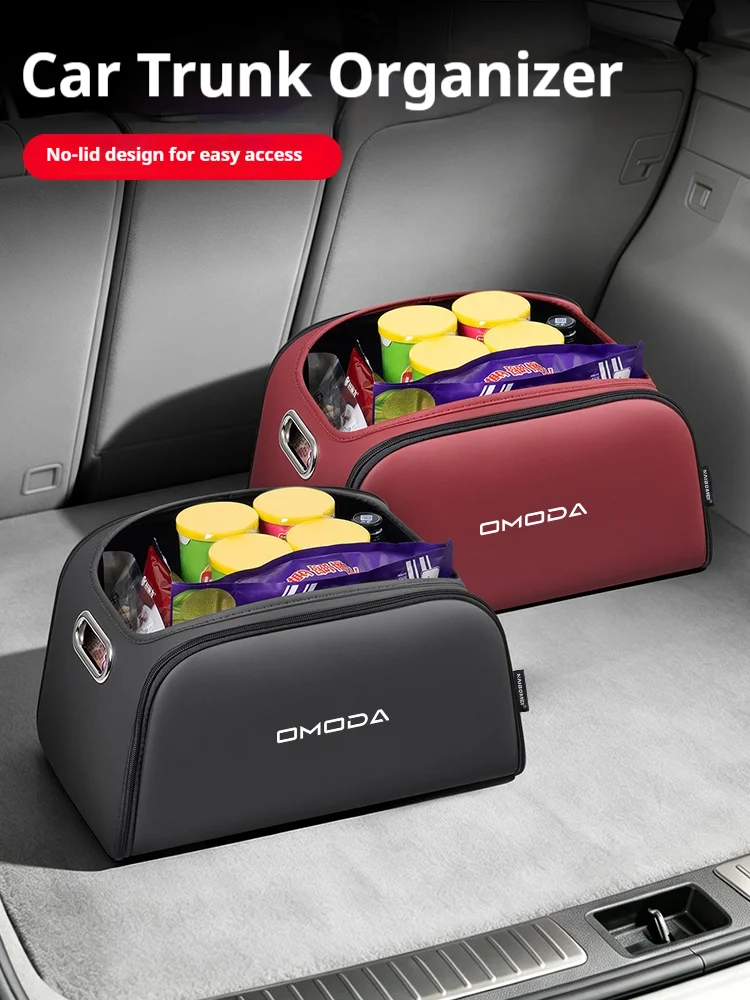 Leather Trunk Toolbox Storage Bag for Chery Omoda 5 C5 E5 and O5 1 Black leather trunk toolbox with tools inside the trunk of a Chery Omoda 5