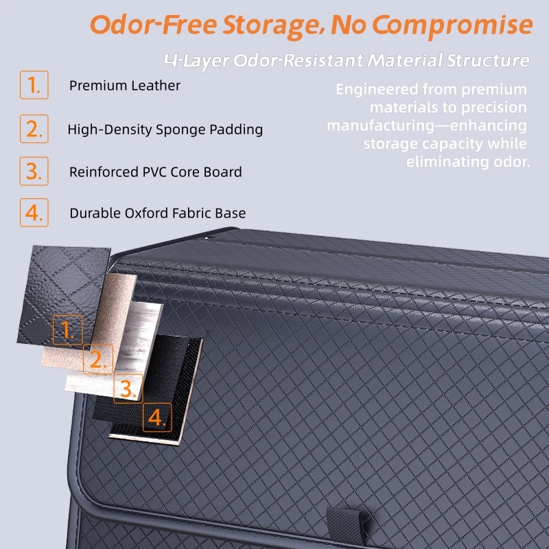 Magnetic Lid Trunk Organizer PU Leather with ABS Frame 6 Magnetic Lid Trunk Organizer PU Leather with ABS Frame - view 6