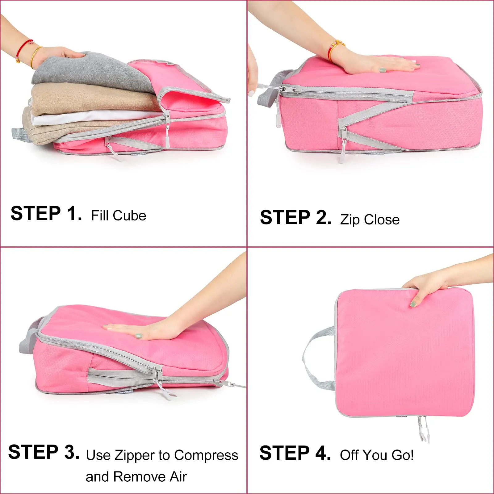 Carry On Packing Cubes in Oxford, Single or 3 Piece Set 2 Carry On Packing Cubes in Oxford, Single or 3 Piece Set - view 2