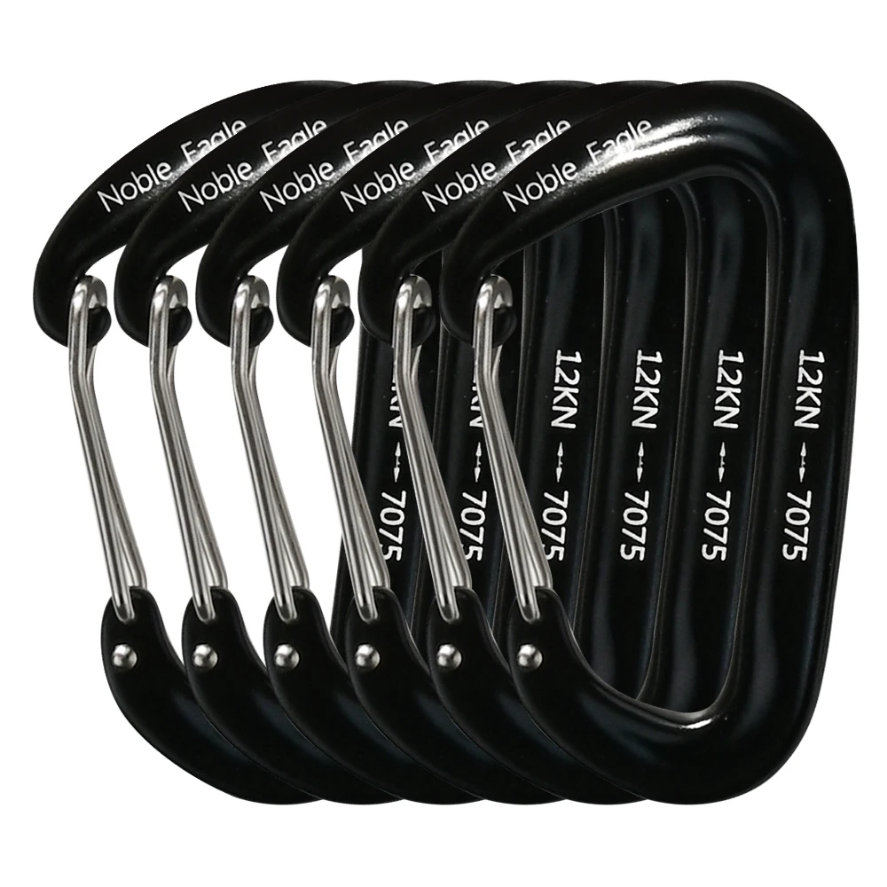 Aluminum Carabiner Set, 6 Pack 12kN 7075 D Ring Clips 7 Aluminum Carabiner Set, 6 Pack 12kN 7075 D Ring Clips - view 7