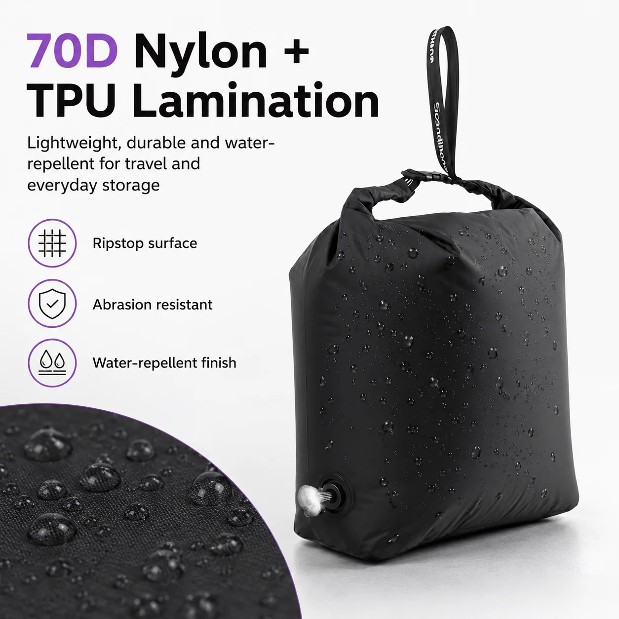 Roll Top Compression Bag with One-Way Valve, TPU Laminated Nylon 3 Roll Top Compression Bag with One-Way Valve, TPU Laminated Nylon - view 3