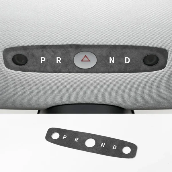 Black suede reading light trim covering the front overhead light panel in a Tesla Model 3 cabin