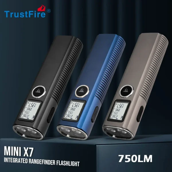 Rangefinder EDC flashlight in gray with its magnetic tail attached to a metal toolbox