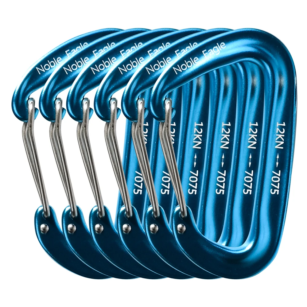 Aluminum Carabiner Set, 6 Pack 12kN 7075 D Ring Clips 11 Aluminum Carabiner Set, 6 Pack 12kN 7075 D Ring Clips - view 11
