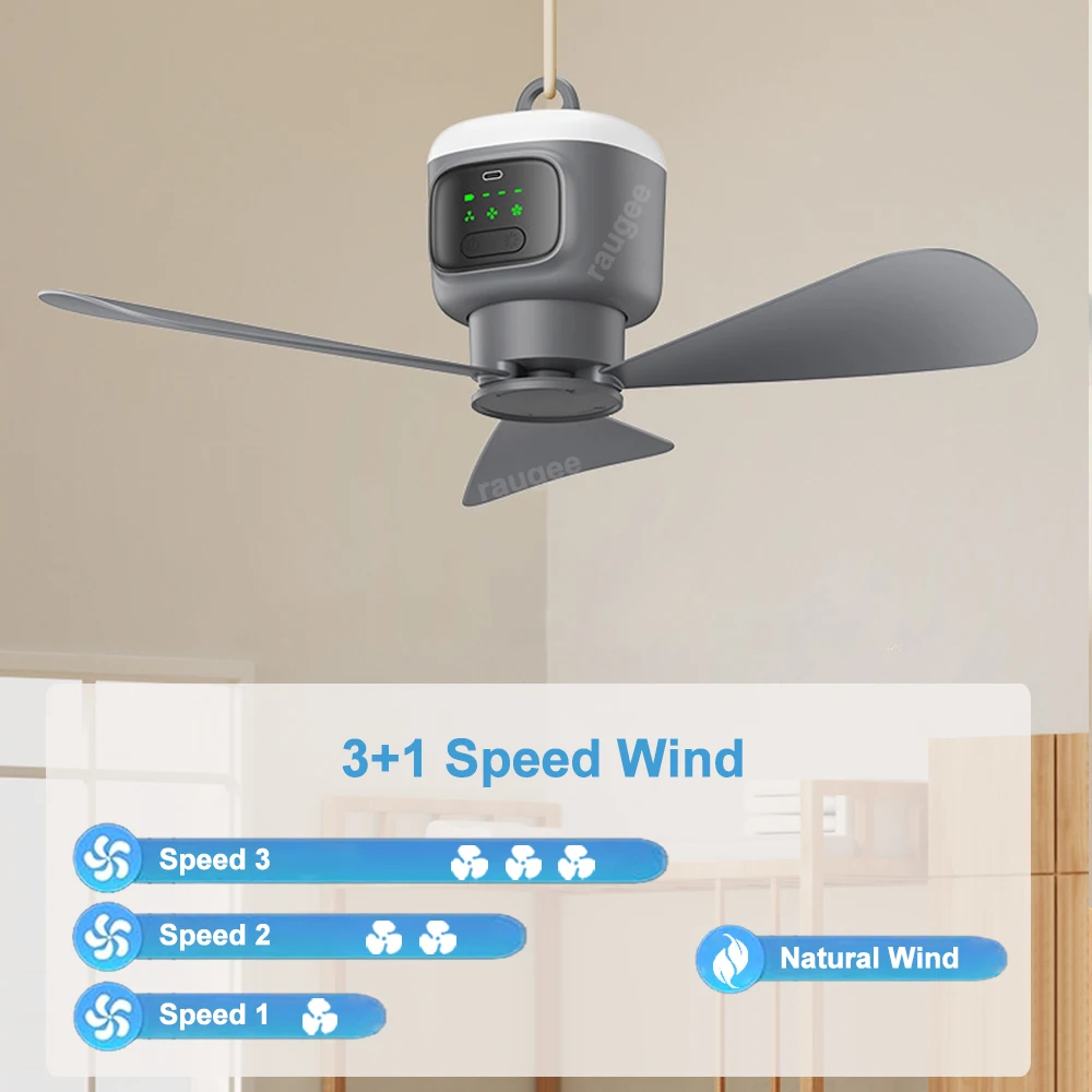 Camping Ceiling Fan 12000mAh Rechargeable with Remote and LED 5 Camping Ceiling Fan 12000mAh Rechargeable with Remote and LED - view 5