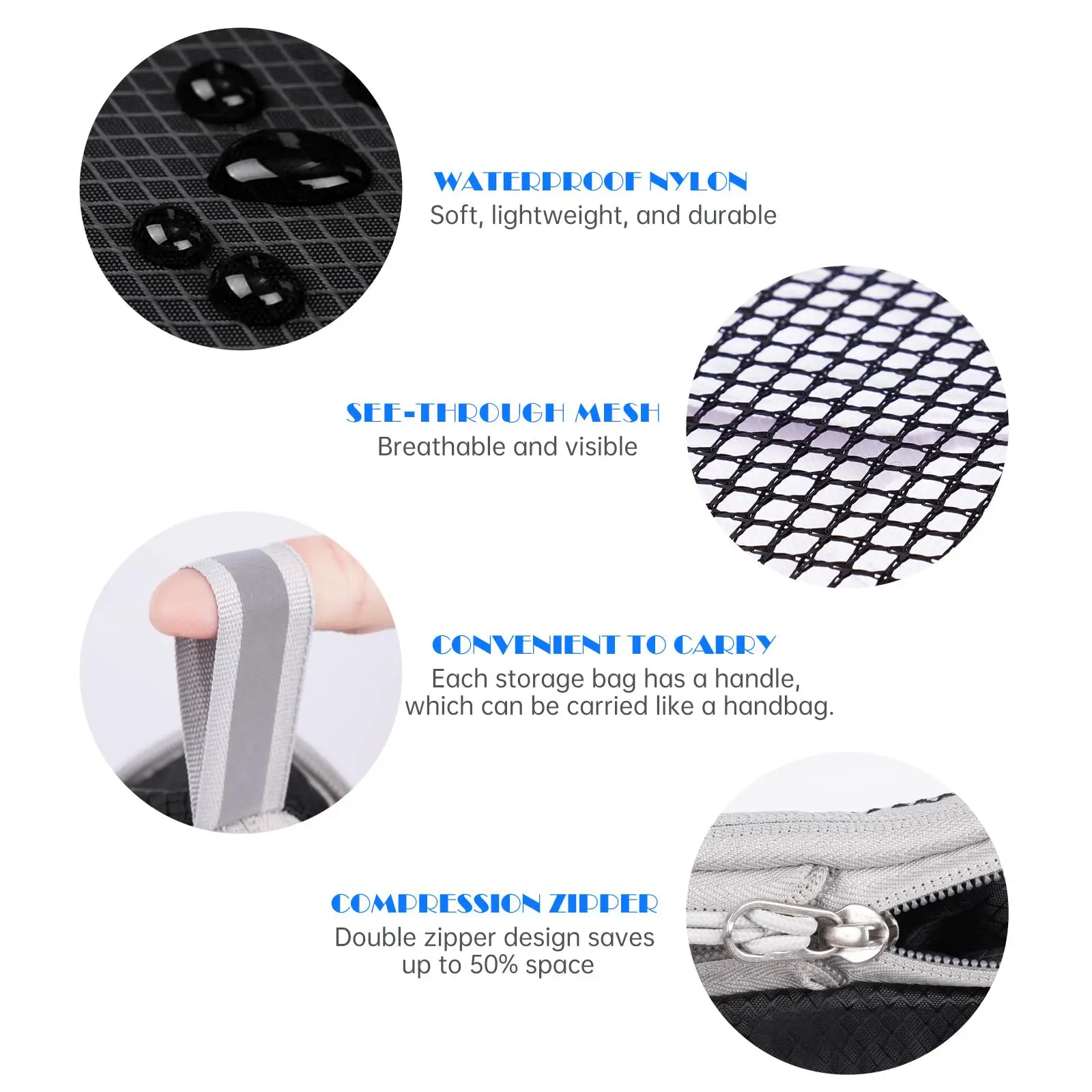 Honeycomb Fabric Packing Cubes, 3 or 6 Piece Set with Shoe Bag 6 Honeycomb Fabric Packing Cubes, 3 or 6 Piece Set with Shoe Bag - view 6