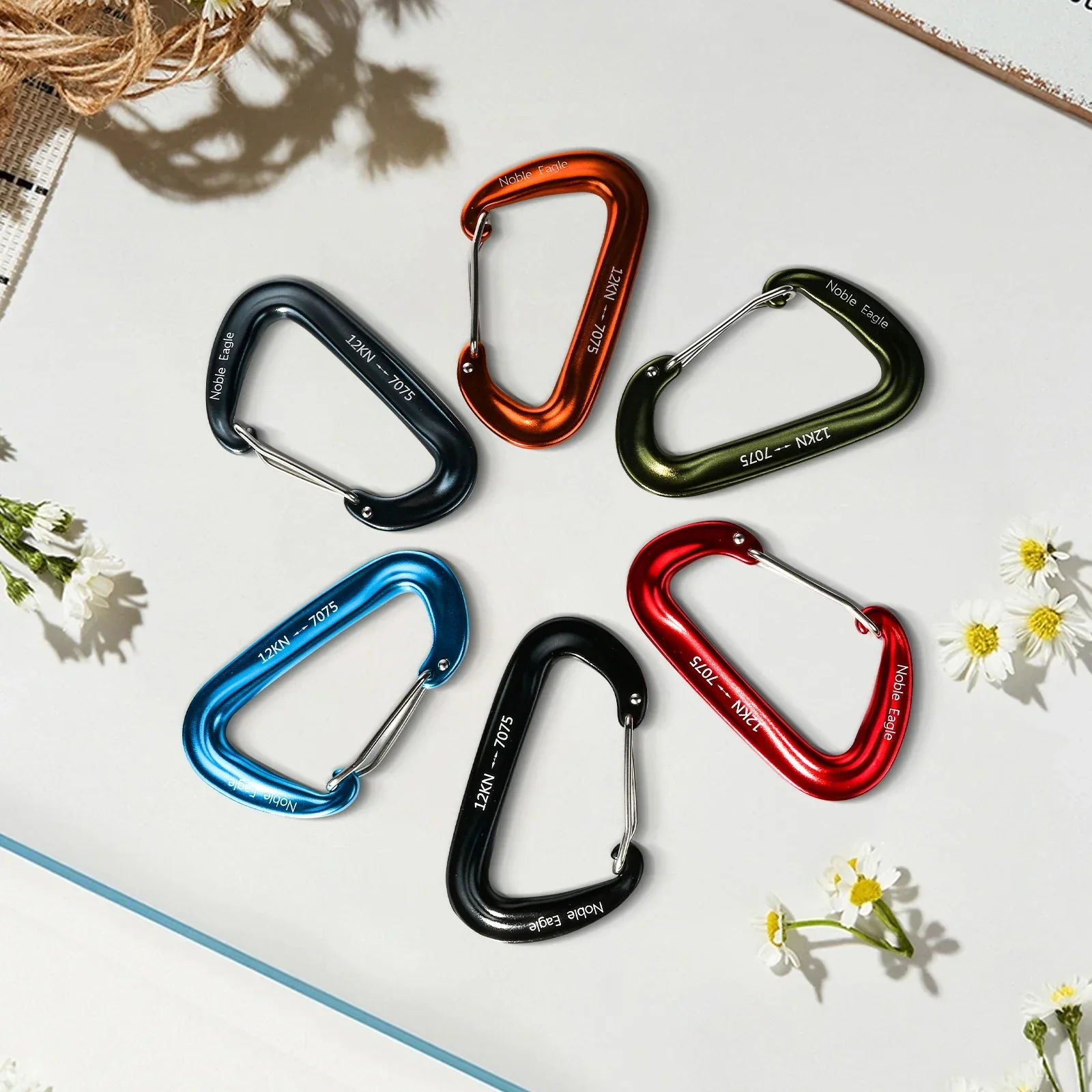 Aluminum Carabiner Set, 6 Pack 12kN 7075 D Ring Clips 5 Aluminum Carabiner Set, 6 Pack 12kN 7075 D Ring Clips - view 5