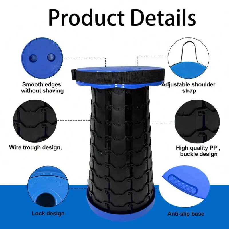 Cylindrical Folding Stool Height Adjustable for Fishing Trips 5 Cylindrical Folding Stool Height Adjustable for Fishing Trips - view 5