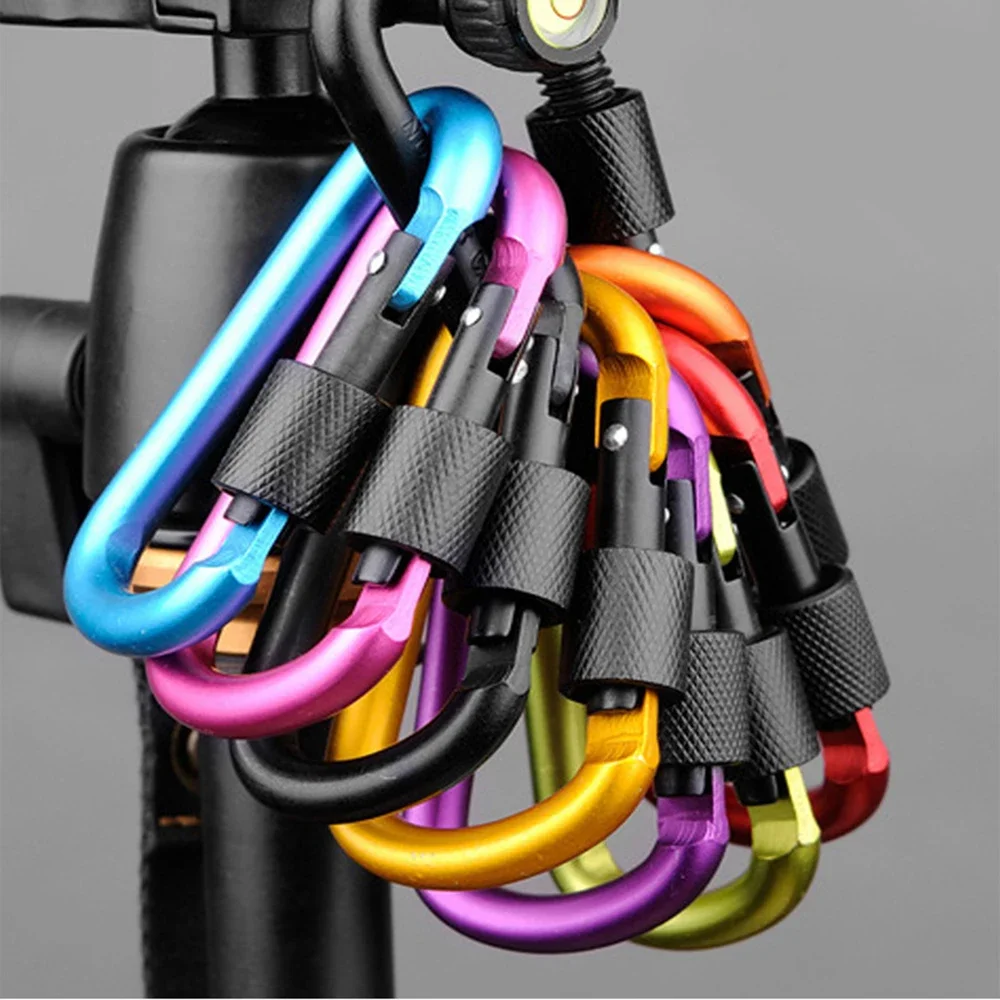 D Ring Keychain Clips Aluminum Carabiner Hooks 5 or 10 Pack 2 D Ring Keychain Clips Aluminum Carabiner Hooks 5 or 10 Pack - view 2