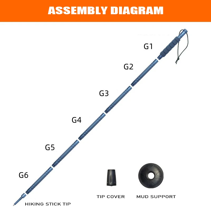 Lightweight Aluminum Trekking Poles Folding 103.5-122cm 5 Lightweight Aluminum Trekking Poles Folding 103.5-122cm - view 5