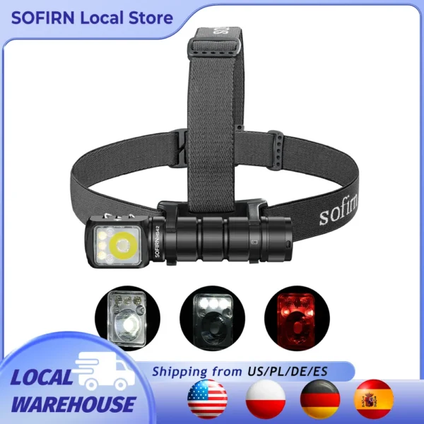 Right angle headlamp with aluminum body and multiple LEDs mounted on an adjustable headband