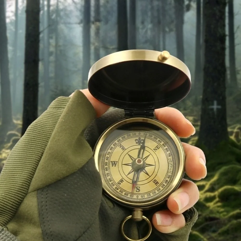 Flip Cover Hiking Compass Retro Brass Finish Zinc Alloy, 83g 6 Flip Cover Hiking Compass Retro Brass Finish Zinc Alloy, 83g - view 6