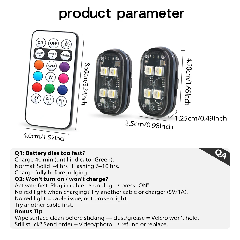 Wireless Car Strobe Lights, RGB LED Ambient Lights with Remote 2 Wireless Car Strobe Lights, RGB LED Ambient Lights with Remote - view 2