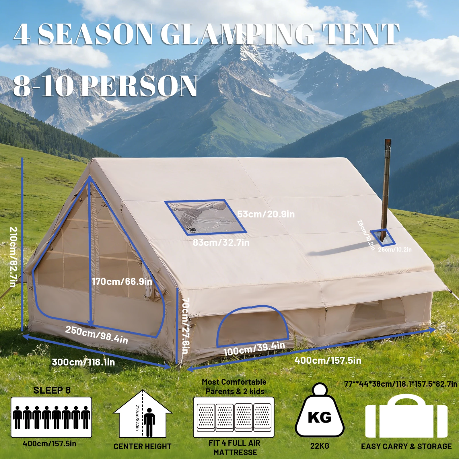 Inflatable Camping Tent with Skylight and Air Pump for 4-6 People 4 Inflatable Camping Tent with Skylight and Air Pump for 4-6 People - view 4